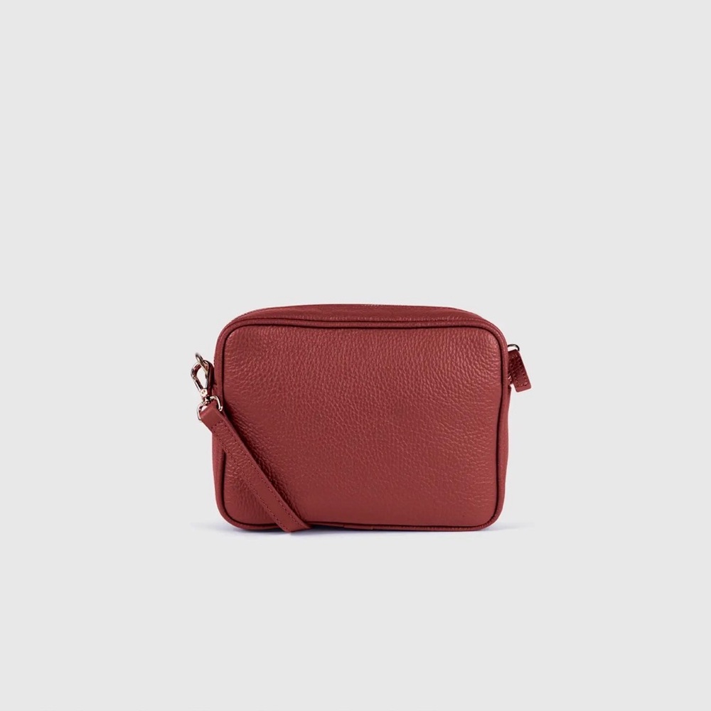 Quince Italian Leather Crossbody Bag, burgundy